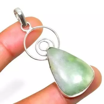 Ювелирный кулон ручной работы с покрытием из швейцарского зеленого опала 925 пробы, 2,08 дюйма 2.08 зелёный
