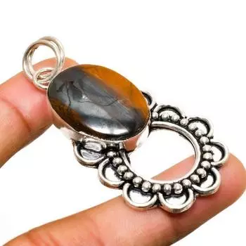 Ювелирный кулон ручной работы с покрытием из серебра 925 пробы Тигровый глаз 2,34 дюйма 2.34 жёлтый