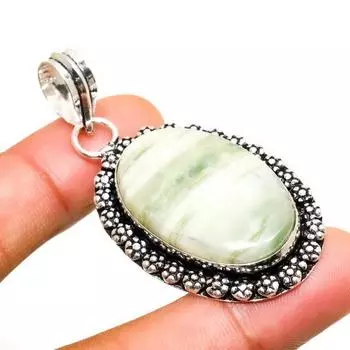 Ювелирный кулон ручной работы с покрытием из серебра 925 пробы, швейцарский зеленый опал, 2,08 дюйма 2.08 зелёный