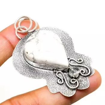 Ювелирный кулон ручной работы с покрытием из серебра 925 пробы из говлита и яшмы 2,27 дюйма 2.27 белый