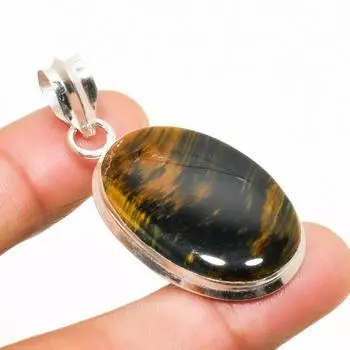 Ювелирный кулон ручной работы с покрытием из серебра 925 пробы Тигровый глаз 1,70 дюйма 1.70 жёлтый