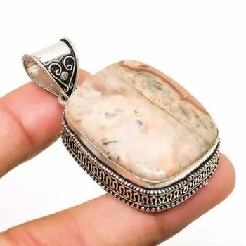 Ювелирный кулон ручной работы с покрытием из серебра 925 пробы родохрозит 1,89 дюйма 1.89 розовый