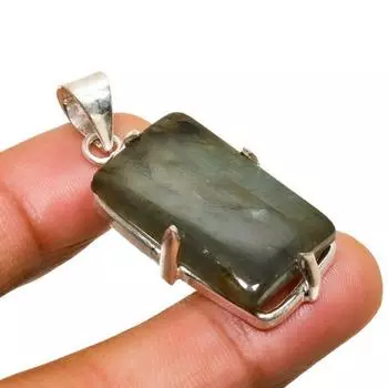 Ювелирный кулон ручной работы с покрытием из серебра 925 пробы лабрадорит, 1,59 дюйма 1.59 чёрный