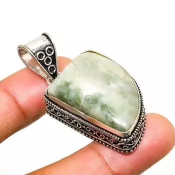 Ювелирный кулон ручной работы с покрытием из серебра 925 пробы, швейцарский зеленый опал, 1,89 дюйма 1.89 зелёный