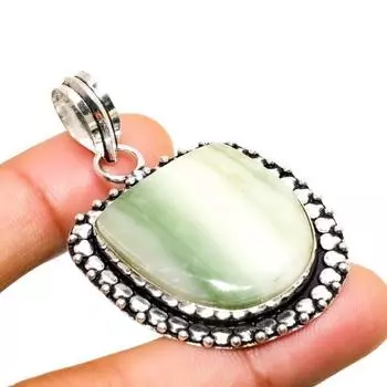 Ювелирный кулон ручной работы с покрытием из серебра 925 пробы, швейцарский зеленый опал, 2,08 дюйма 2.08 зелёный