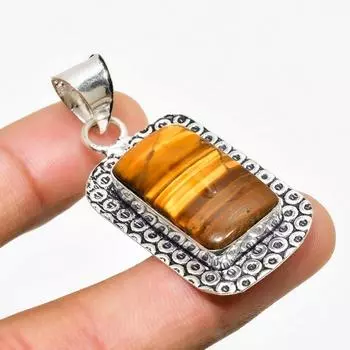 Ювелирный кулон ручной работы с покрытием из серебра 925 пробы Тигровый глаз 1,70 дюйма 1.70 жёлтый