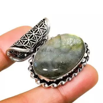 Ювелирный кулон ручной работы с покрытием из серебра 925 пробы лабрадорит 1,25 дюйма 1.25 чёрный