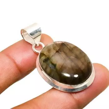 Ювелирный кулон ручной работы с покрытием из серебра 925 пробы лабрадорит, 1,59 дюйма 1.59 чёрный