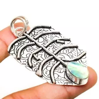 Ювелирный кулон ручной работы с покрытием из серебра 925 пробы и драгоценным камнем в виде ракушки морского ушка 2,46 дюйма 2.46 синий