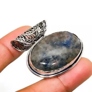 Ювелирный кулон ручной работы с покрытием из серебра 925 пробы содалит, 1,32 дюйма 1.32 синий