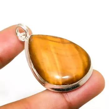 Ювелирный кулон ручной работы с покрытием из серебра 925 пробы Тигровый глаз 1,70 дюйма 1.70 жёлтый