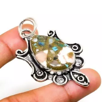 Ювелирный кулон ручной работы с покрытием из серебра 925 пробы Колючая устрица 2,27 дюйма 2.27 оранжевый