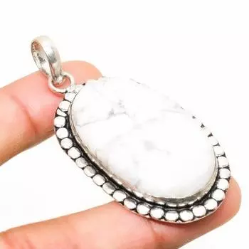 Ювелирный кулон ручной работы с покрытием из серебра 925 пробы из говлита и яшмы 2,34 дюйма 2.34 белый