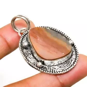 Ювелирный кулон ручной работы с полихромной яшмой и серебром 925 пробы, 1,89 дюйма 1.89 красный