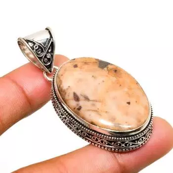 Ювелирный кулон ручной работы с яшмой и бабочкой из посеребренного серебра 925 пробы 2,08 дюйма 2.08 коричневый