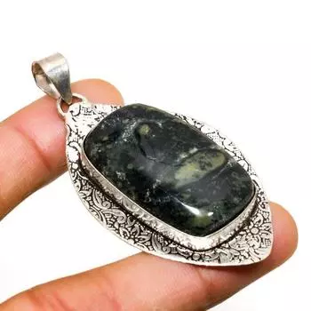 Ювелирный кулон ручной работы с яшмой Камбаба, посеребренный 925 пробы, 2,46 дюйма 2.46 зелёный