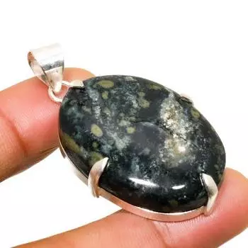 Ювелирный кулон ручной работы с яшмой Камбаба, посеребренный 925 пробы, 1,89 дюйма 1.89 зелёный