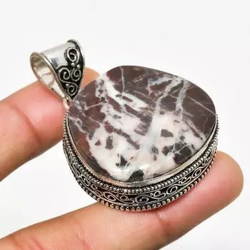 Ювелирный кулон ручной работы с яшмой Капучино и серебром 925 пробы, 1,89 дюйма 1.89 коричневый