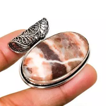 Ювелирный кулон ручной работы с яшмой капучино, серебро 925 пробы, 1,32 дюйма 1.32 коричневый