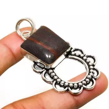 Ювелирный кулон ручной работы с яшмой Капучино и серебром 925 пробы 2,27 дюйма 2.27 коричневый