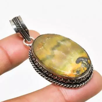 Ювелирный кулон ручной работы с яшмой Шмель из серебра 925 пробы 1,89 дюйма 1.89 жёлтый