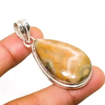 Ювелирный кулон ручной работы с яшмой Шмель из серебра 925 пробы 1,89 дюйма 1.89 жёлтый