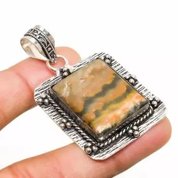 Ювелирный кулон ручной работы с яшмой Шмель 925 пробы, посеребренный, 2,08 дюйма 2.08 жёлтый