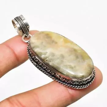 Ювелирный кулон ручной работы с яшмой Шмель 925 пробы, посеребренный, 2,27 дюйма 2.27 жёлтый