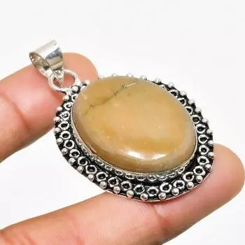 Ювелирный кулон ручной работы с яшмой Шмель из серебра 925 пробы 1,89 дюйма 1.89 жёлтый