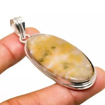 Ювелирный кулон ручной работы с яшмой Шмель 925 пробы, посеребренный, 2,27 дюйма 2.27 жёлтый