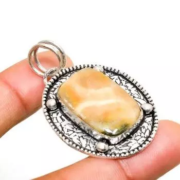 Ювелирный кулон ручной работы с яшмой Шмель 925 пробы, посеребренный, 1,70 дюйма 1.70 жёлтый