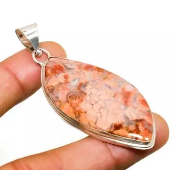 Ювелирный кулон ручной работы с радужной яшмой и серебром 925 пробы 2,46 дюйма 2.46 красный