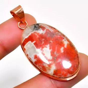 Ювелирный кулон ручной работы с радужной яшмой 925 пробы, посеребренный, 1,89 дюйма 1.89 красный