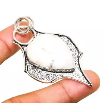 Ювелирный кулон ручной работы с радужным лунным камнем, посеребренный 925 пробы, 2,46 дюйма 2.46 белый