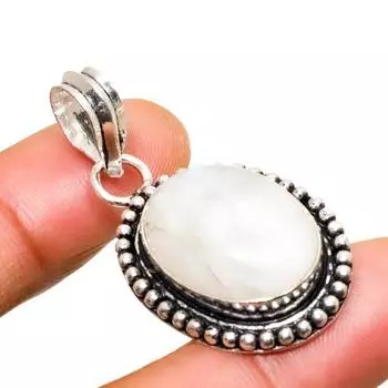 Ювелирный кулон ручной работы с радужным лунным камнем, посеребренный 925 пробы, 2,08 дюйма 2.08 белый