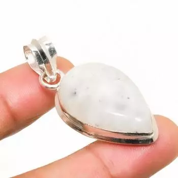Ювелирный кулон ручной работы с радужным лунным камнем, посеребренный 925 пробы, 1,70 дюйма 1.70 белый