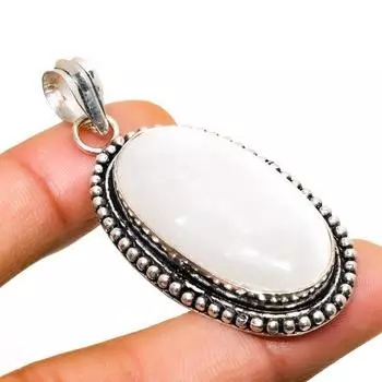 Ювелирный кулон ручной работы с радужным лунным камнем, посеребренный 925 пробы, 2,08 дюйма 2.08 белый