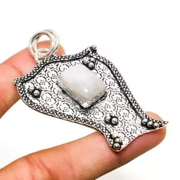 Ювелирный кулон ручной работы с радужным лунным камнем, серебро 925 пробы, 2,27 дюйма 2.27 белый