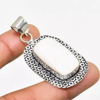 Ювелирный кулон ручной работы с радужным лунным камнем, посеребренный 925 пробы, 1,89 дюйма 1.89 белый