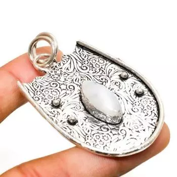 Ювелирный кулон ручной работы с радужным лунным камнем, серебро 925 пробы, 2,27 дюйма 2.27 белый