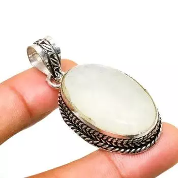 Ювелирный кулон ручной работы с радужным лунным камнем, посеребренный 925 пробы, 1,89 дюйма 1.89 белый