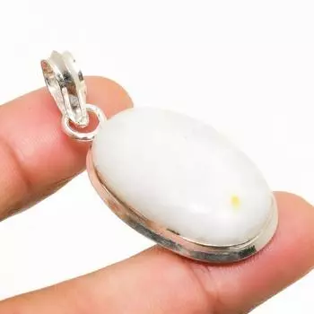 Ювелирный кулон ручной работы с радужным лунным камнем, посеребренный 925 пробы, 1,70 дюйма 1.70 белый