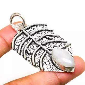 Ювелирный кулон ручной работы с радужным лунным камнем, серебро 925 пробы, 2,27 дюйма 2.27 белый