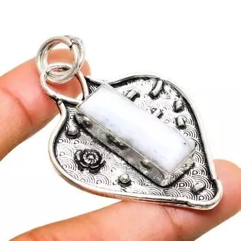 Ювелирный кулон ручной работы с радужным лунным камнем, серебро 925 пробы, 2,27 дюйма 2.27 белый