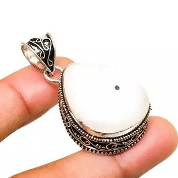 Ювелирный кулон ручной работы с радужным лунным камнем, посеребренный 925 пробы, 1,70 дюйма 1.70 белый