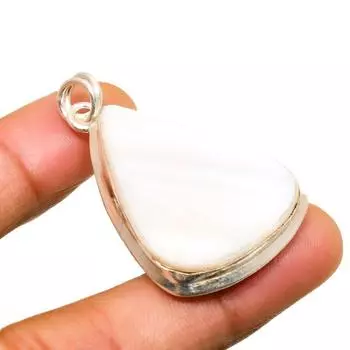Ювелирный кулон ручной работы с радужным лунным камнем, посеребренный 925 пробы, 1,70 дюйма 1.70 белый