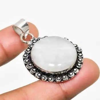Ювелирный кулон ручной работы с радужным лунным камнем, серебро 925 пробы, 1,62 дюйма 1.62 белый
