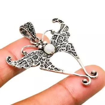 Ювелирный кулон ручной работы с радужным лунным камнем, посеребренный 925 пробы, 1,89 дюйма 1.89 белый