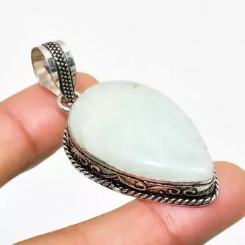 Ювелирный кулон ручной работы с радужным лунным камнем, посеребренный 925 пробы, 2,08 дюйма 2.08 белый