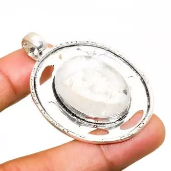 Ювелирный кулон ручной работы с радужным лунным камнем, посеребренный 925 пробы, 1,89 дюйма 1.89 белый